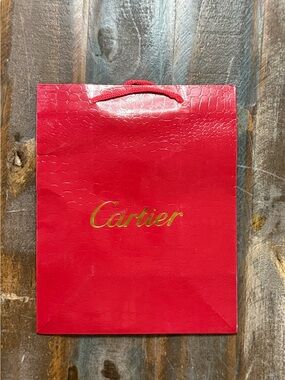 Cartier Red w/Gold Logo Croc Embossed Boutique Gift Bag NWOT
